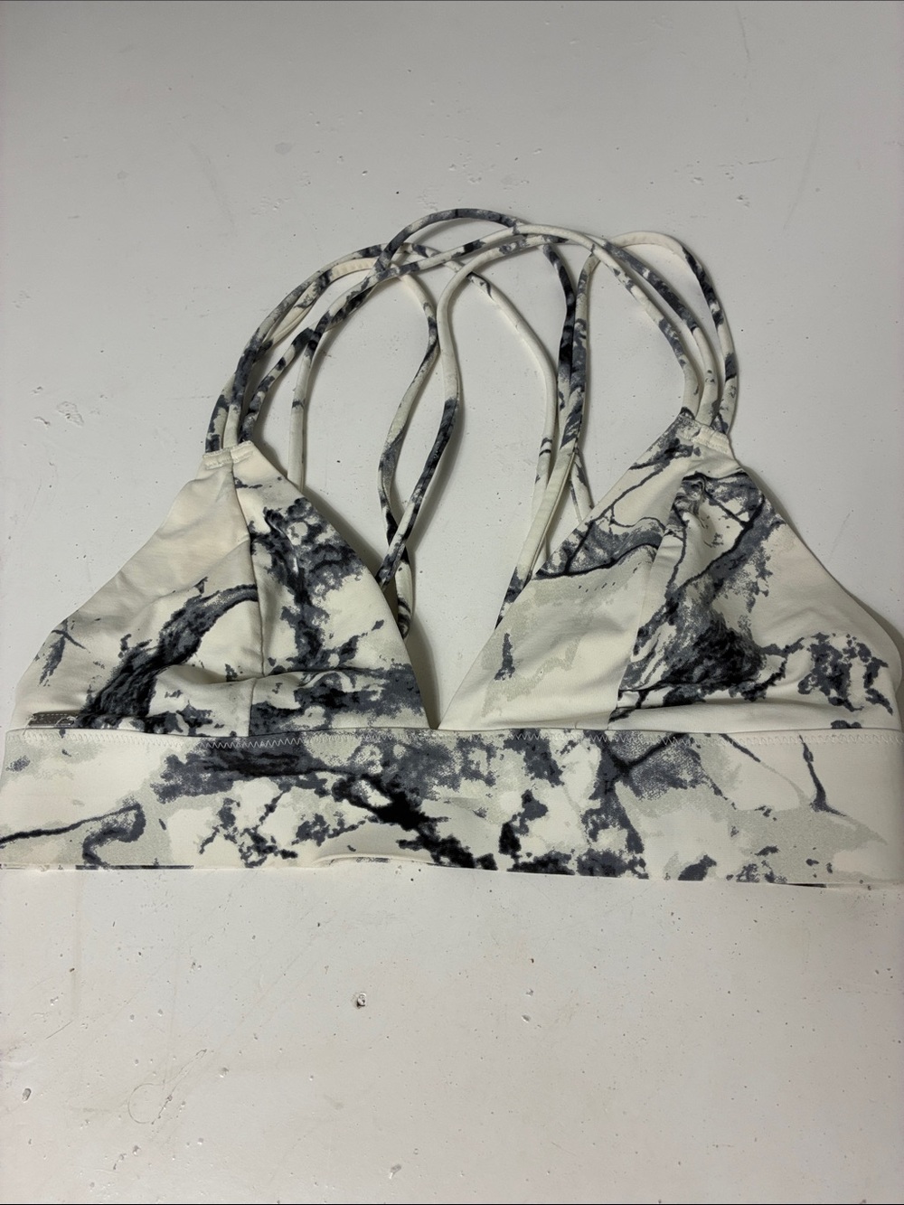 Pink Victoria’s Secret XS White and Gray Marble Print Sports Bra Bralette